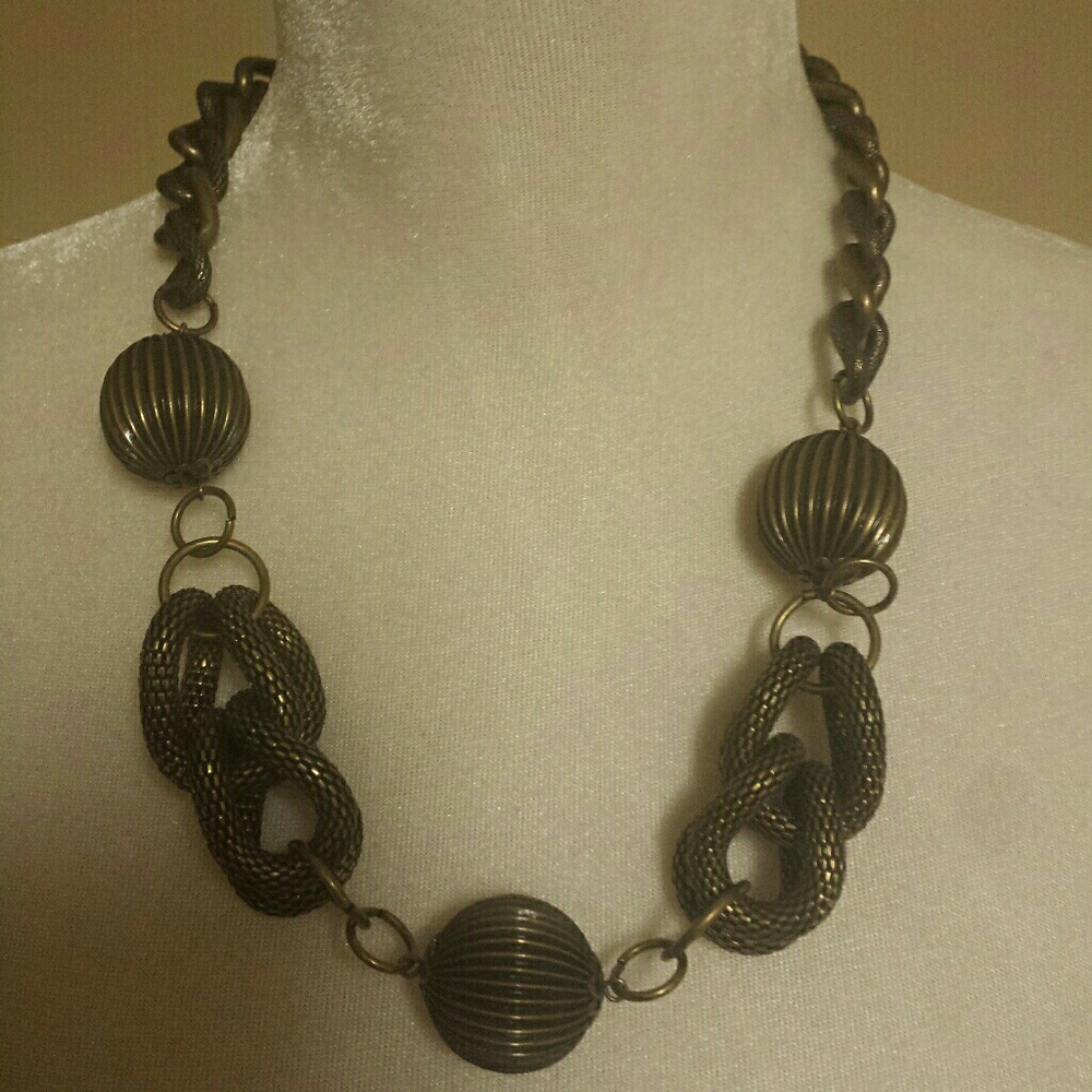Antique Bronze Bulky Necklace